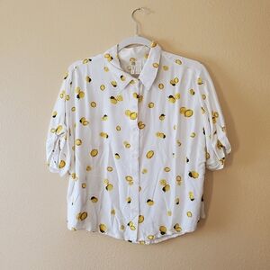 Lemon Print Button-up top